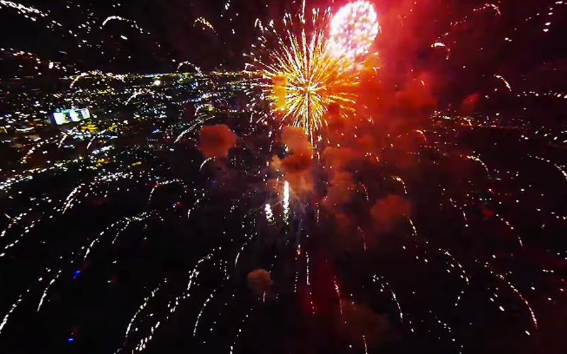 Fireworks filmed with a drone