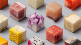 Raw Foods Cut Into 98 Perfectly Symmetrical Cubes Is Surprisingly Pleasing