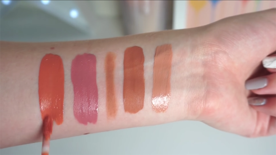 Kylie Cosmetics lip swatches on fair skin