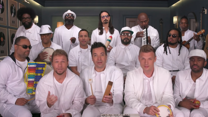 Watch the Backstreet Boys and Jimmy Fallon perform 'I Want It That Way' on classroom instruments