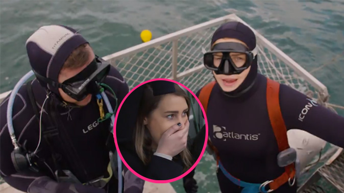 Fletch, Vaughan and Megan make Bree & Clint swim with great white sharks