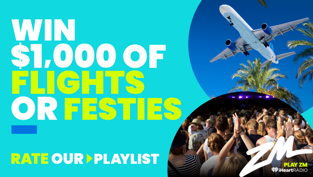 WIN $1,000 for flights or festies by rating our playlist!