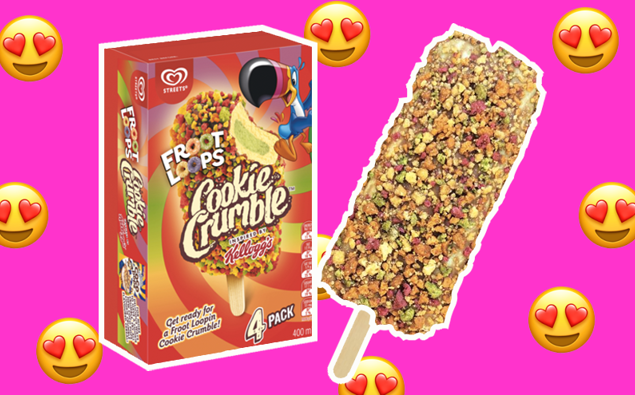 Froot Loops covered Cookie Crumble ice blocks have landed just in time ...