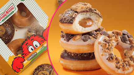 Krispy Kreme & Cookie Time have teamed up to release two limited-edition cookie-filled doughnuts!