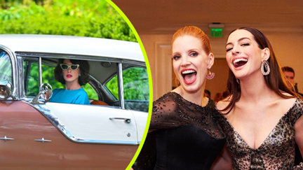 Photos of Anne Hathaway and Jessica Chastain on the set of Mothers' Instinct!